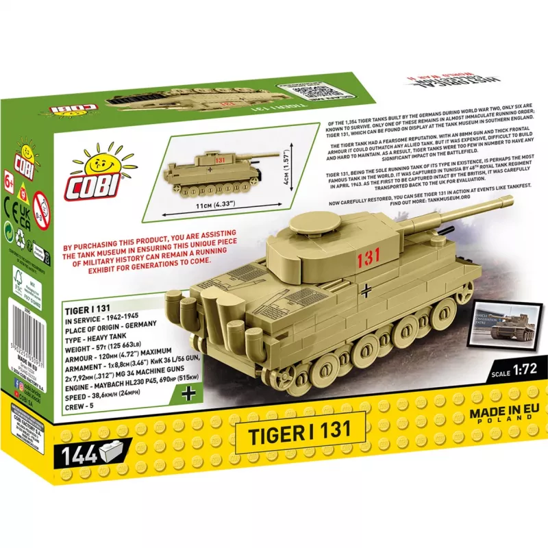 Stavebnica Cobi Tiger I 131 — 144 dielov, odporúčaný vek 6+, zelená