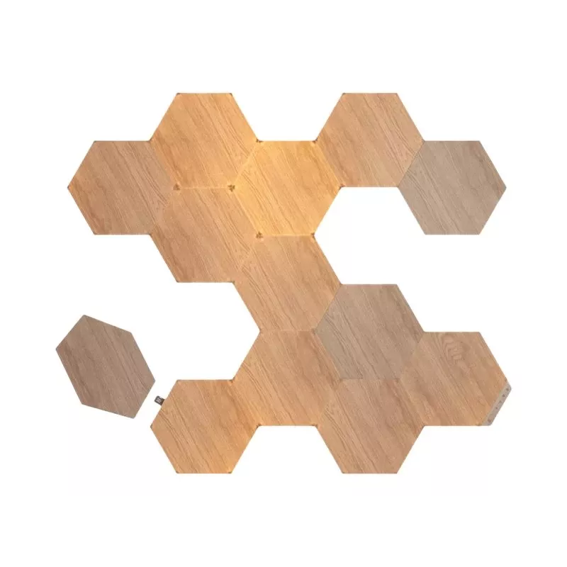 Nanoleaf | Elements Wood Look Hexagons Starter Kit (13 panelov) | studená biela + teplá biela