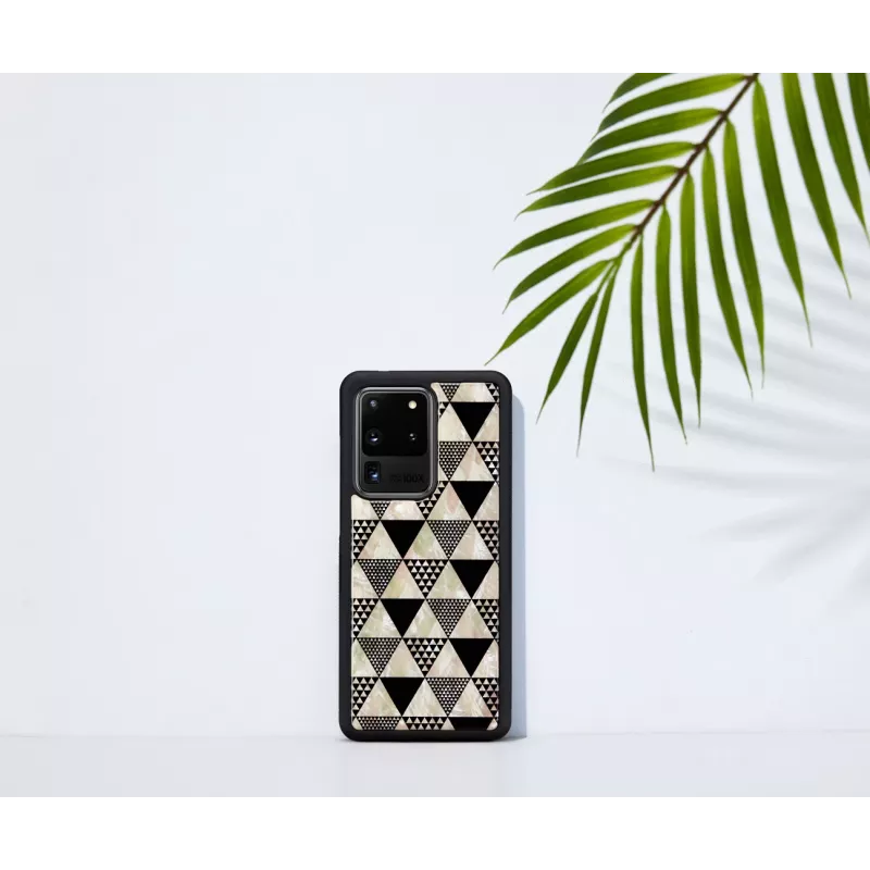 Ochranné puzdro iKins pre Samsung Galaxy S20 Ultra — pyramídový vzor, čierne