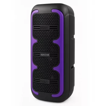 Prenosný stereo reproduktor SQUEAK SQ1009 – Bluetooth 5.3, 45 W RMS, 10 h výdrž batérie, FM, USB, AUX, LED, 1800 mAh, čierna