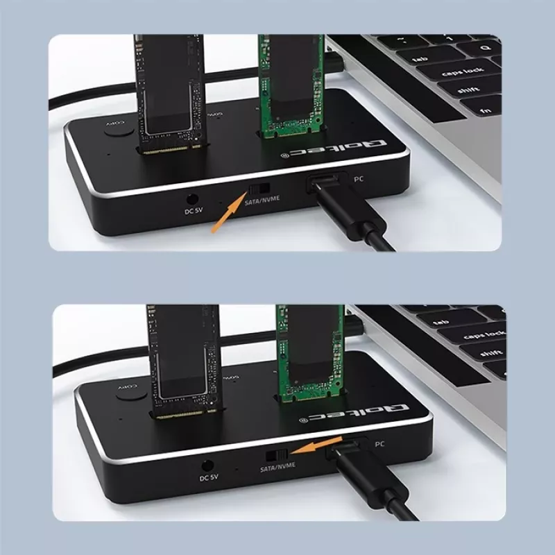Qoltec 52274 M.2 SSD dokovacia stanica | NVMe | SATA | USB-C | DUAL 2 x 2TB