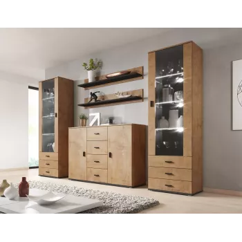 Cama obývacia komoda UNI lefkas dub/čierna