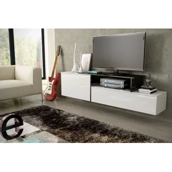 Cama TV skrinka SIGMA 3 180 biela/biela lesklá + čierna