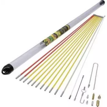 Súprava na prevliekanie káblov c.k tools MightyRod PRO T5422 12 m — sada sklolaminátových tyčí na ukladanie káblov do rúr a kanálov