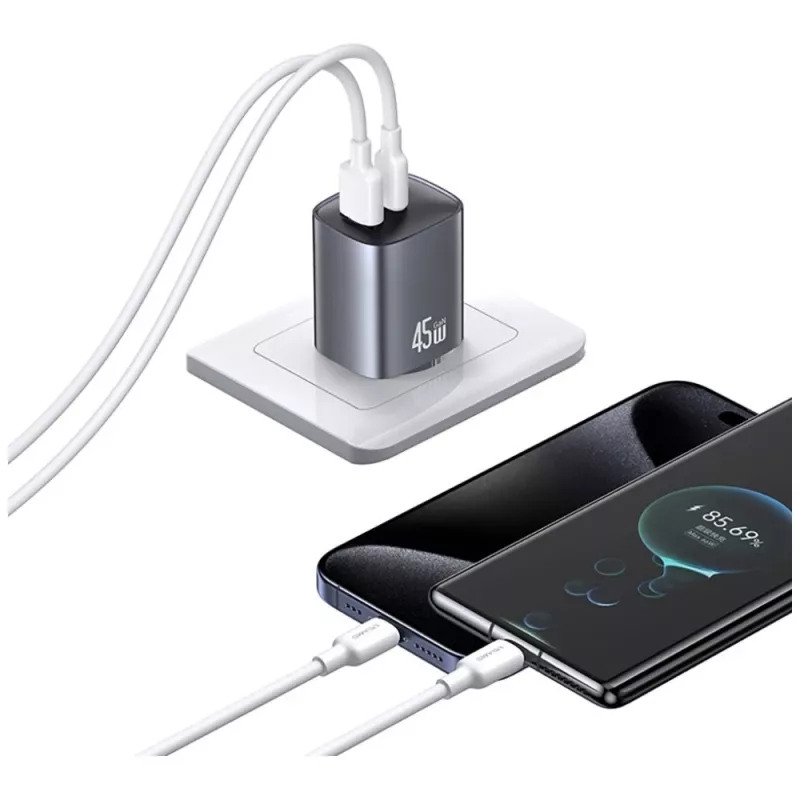 Nabíjačka T66 45W GaN CC290 USB-A + USB-C
