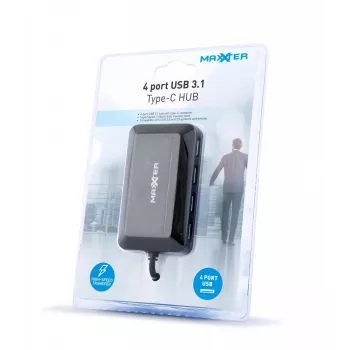 USB Hub GEMBIRD ACT-HUB3C-4P — USB 3.2 Gen 1 Type-A host k 4 × USB 3.2 Gen 1 Type-C, 5000 Mbit/s, čierny