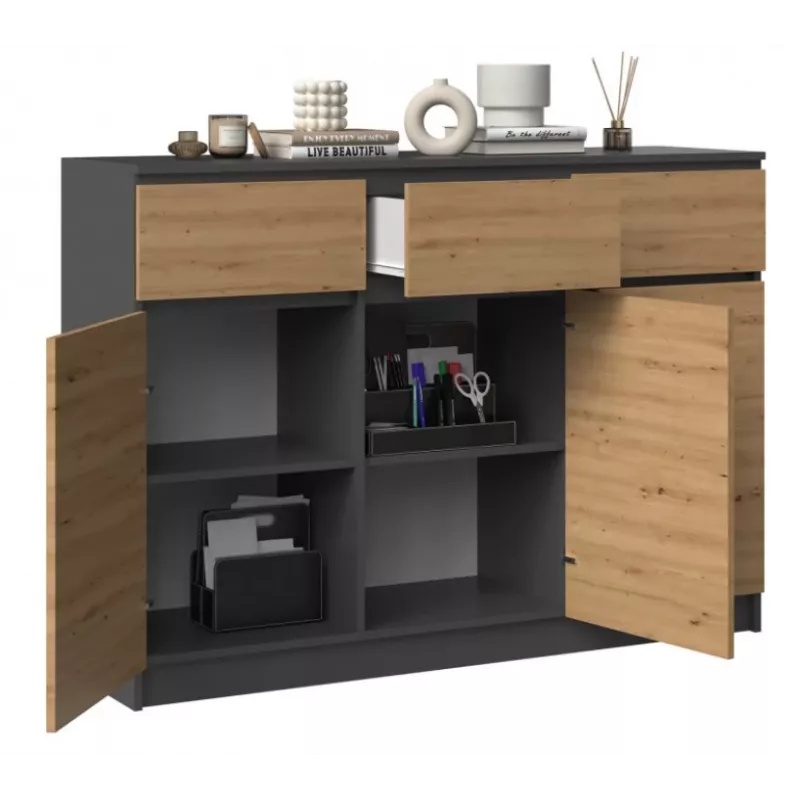 3D3S komoda 120x40x97 cm, antracit/artisan