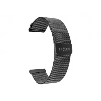 Remienok na hodinky FIXED Mesh Strap Fixed 20mm Quick Release čierny — nerezový mesh, 20 mm