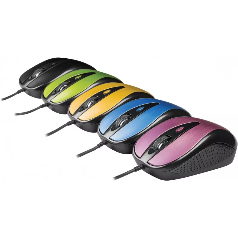 USB káblová myš, 4 tlačidlá, optická, symetrická, modrá
