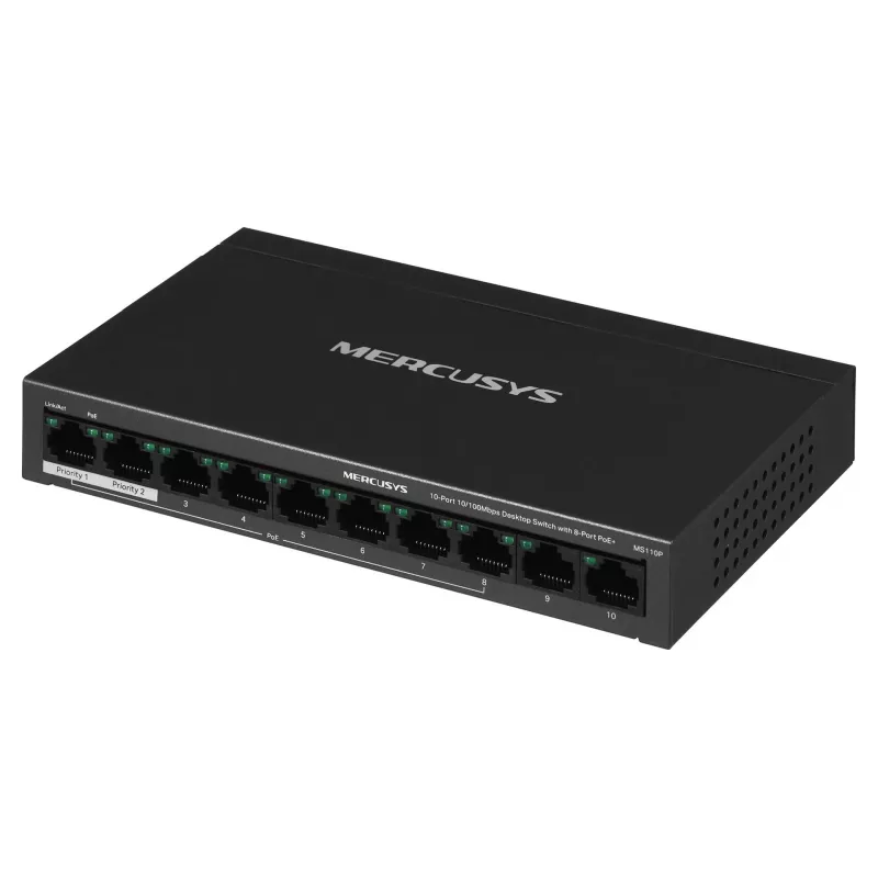 Switch Mercusys MS110P 10 portov 10/100Mbps POE+ 8 portov (verzia 1.0)