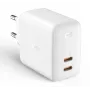 Nástenná nabíjačka Aukey PA-B4 2x USB biela GaN – kompaktný USB napájací zdroj s dvoma USB portami