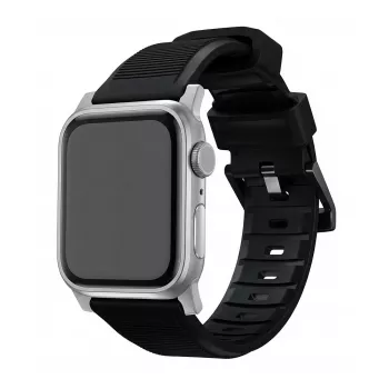 Remienok na hodinky Nomad Rugged Strap čierny Connectoor Silver pre 42/44/45/49 mm