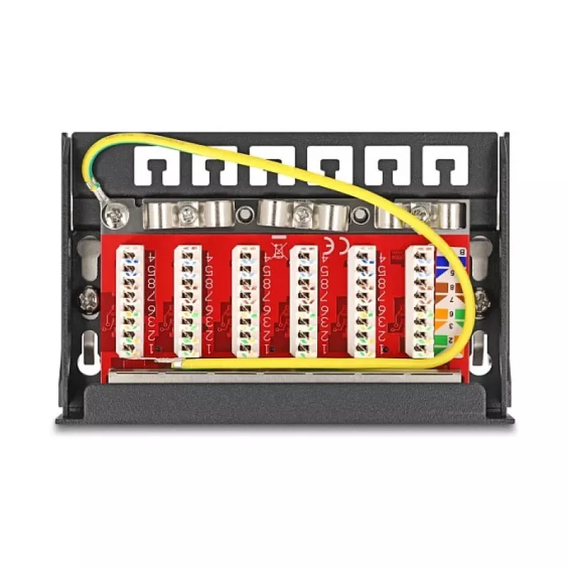 Patch panel DELOCK Mini Desktop RJ45 6 portov Cat.6A tienený, kov, čierny, 80×22×125 mm