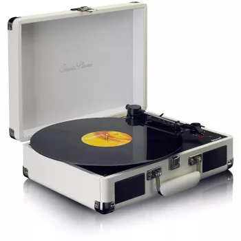 Remienkový gramofón Lenco TT-115CR krémový — kufríkový gramofón, USB nahrávanie, Bluetooth 5.0, 33/45/78 ot/min