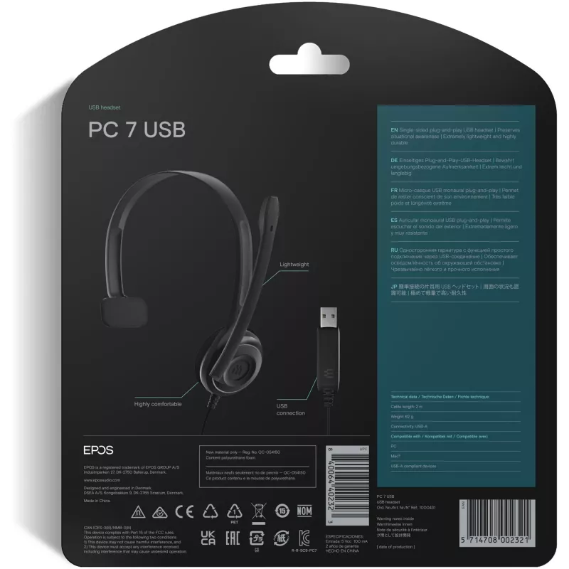 Sennheiser PC 7 USB headset káblový náhlavný mostík kancelária/call centrum USB Type-A čierny