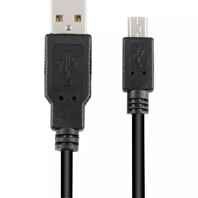 USB 2.0 kábel, USB-A konektor samec > Mini-USB konektor samec čierny, 3,0 metre, dvojité tienenie