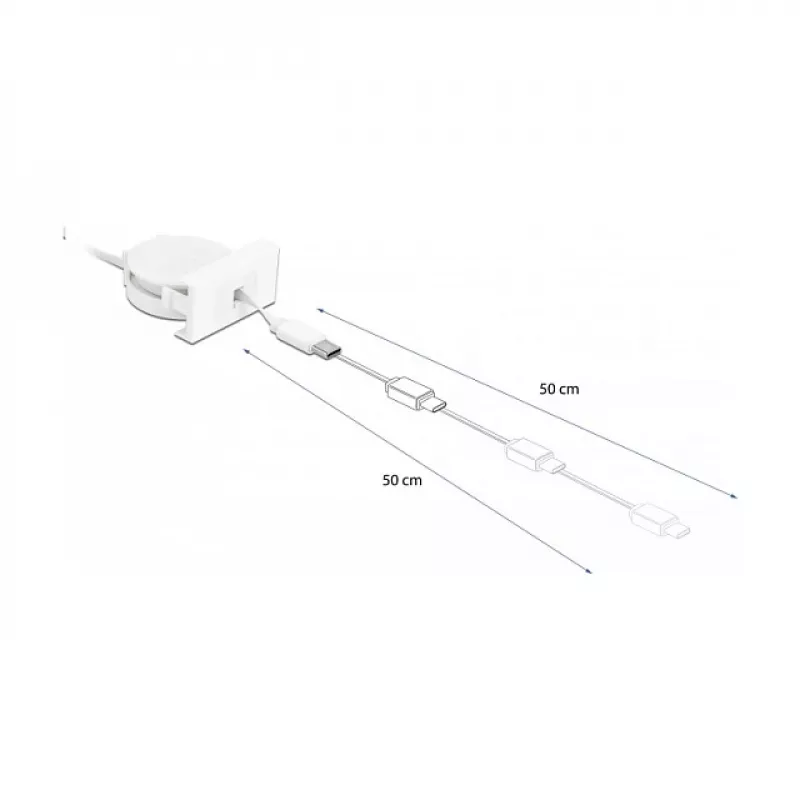 Zvinovací kábel DeLOCK Easy 45 USB 2.0 Type-A na Type-C 0,62 m
