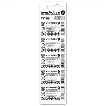 Batéria everActive CR1632 lítiová jednorazová gombíková 3 V — 5 ks, 16 mm × 3,2 mm