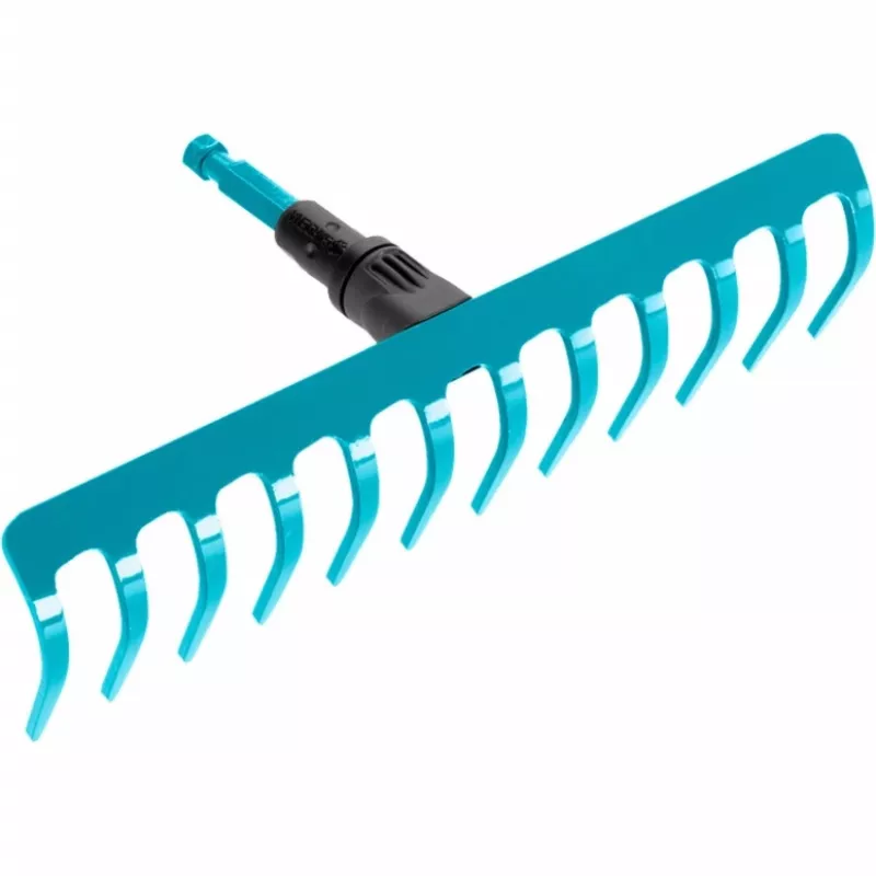combisystem — kompletná ponuka kultivátora a hrablí (tyrkysová/drevo, 30 cm, 9 cm)