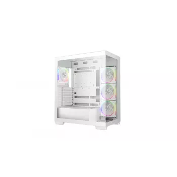 PC skriňa DeepCool CG580 4F V2 Midi Tower biela — ATX, tvrdené sklo, 3x120 mm bočné ventilátory, podpora 360 mm bočného radiátora