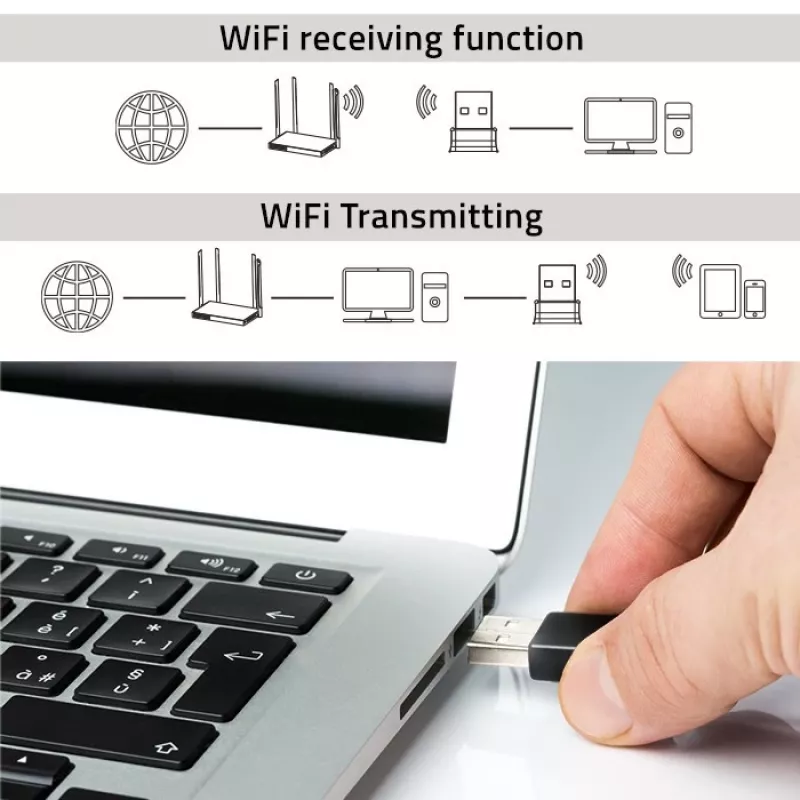 Wi‑Fi USB adaptér QOLTEC NANO 56986 — Mini-N, USB 2.0, 802.11n