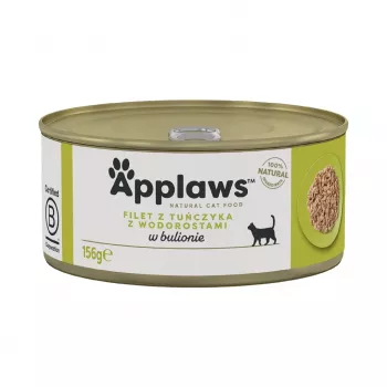 APPLAWS tuniakové filé s riasami vo vývare – mokré krmivo pre mačky – 156 g