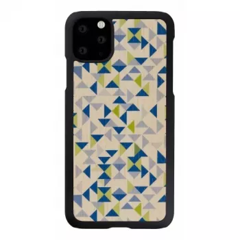 Puzdro na smartphone man and wood pre iPhone 11 Pro Max – modrý trojuholník, čierny ochranný kryt