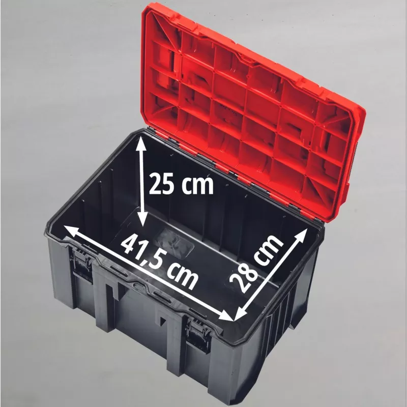 Einhell 4540021 E-Case M systémový kufor, box na náradie, polypropylén, nosnosť 90 kg, čierno-červený