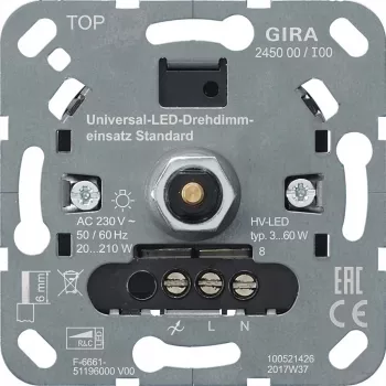 gira S3000 UniLED otočný stmievač standard 245000 — otočný LED stmievač, model 245000