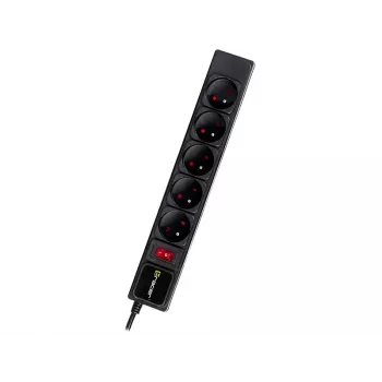 Tracer PowerGear čierna 5 AC zásuviek 1,5 m 2300 W