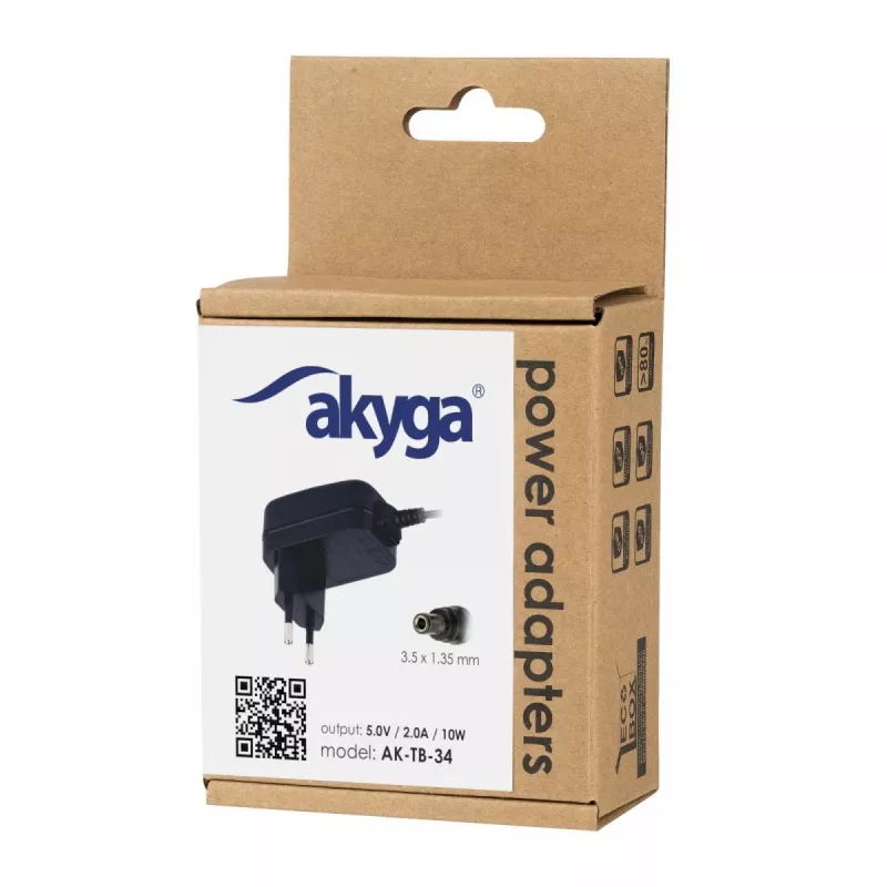 Akyga AK-TB-34 univerzálny napájací zdroj, 5 V, 2 A, 10 W, 3,5 x 1,35 mm, 1,5 m
