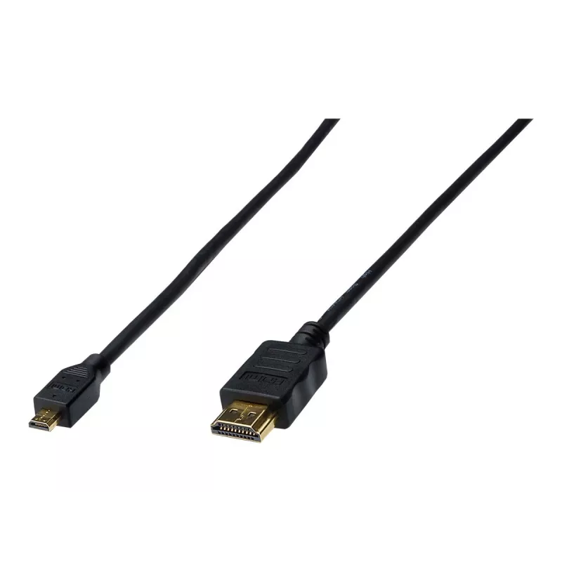 Digitus ASSMANN - HDMI kábel s Ethernet - 19 pin micro HDMI Type D samec na HDMI samec - 1 m - trojitá izolácia - čierny (AK-330115-010-S)