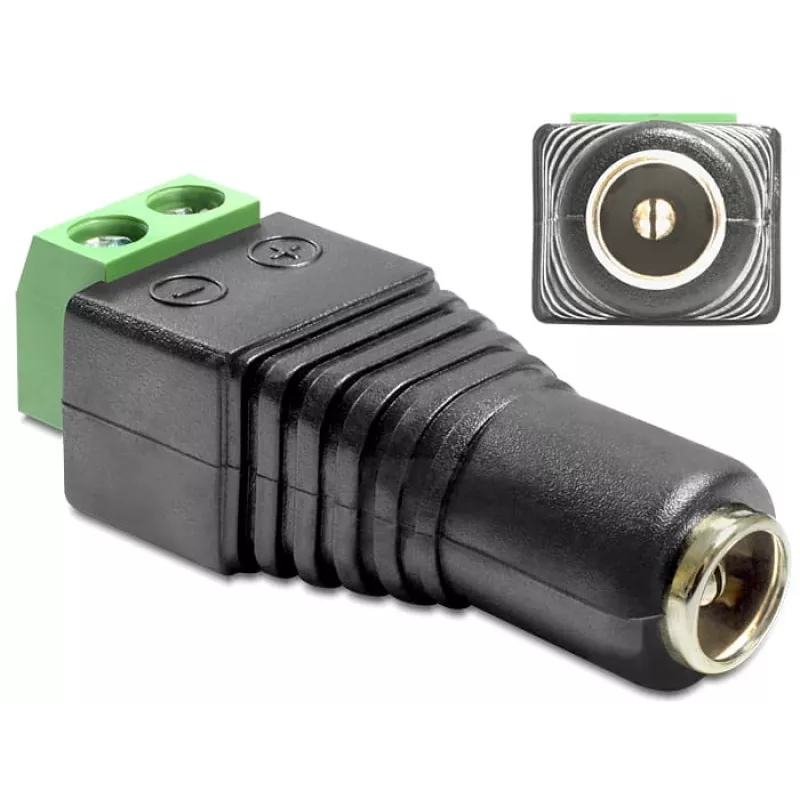 Káblový adaptér DeLOCK 65485 DC 2,5 x 5,5 mm 2p čierny zelený