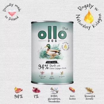 Ollo Plus kolagén kačacie 400g konzerva pre psov
