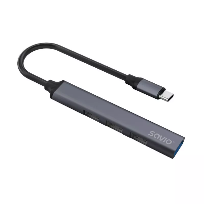 USB 3.0 4-portový hub SAVIO AK-71 s USB-C host, 5000 Mbit/s, 2 roky záruka