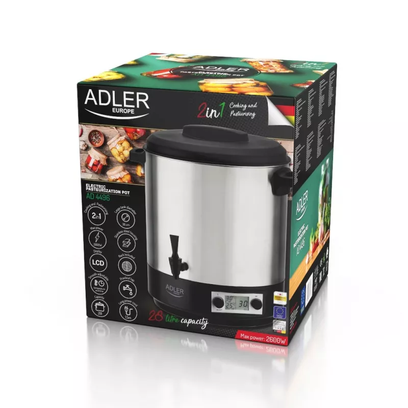 Zavárací hrniec Adler AD 4496 28L 2600W nehrdzavejúca oceľ čierna