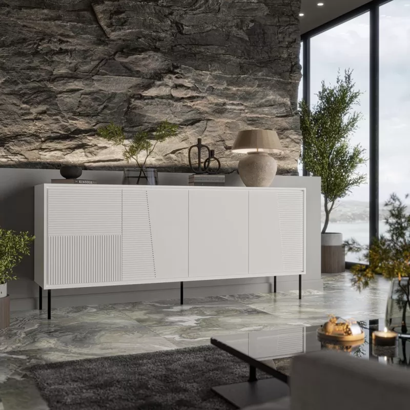 4D ABI komoda 200x45x88 matná biela