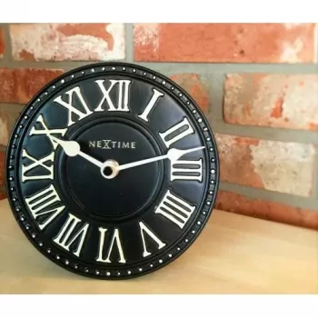 NeXtime hodiny 5187zw London Table, Ø16 cm, nástenné, čierne/biele