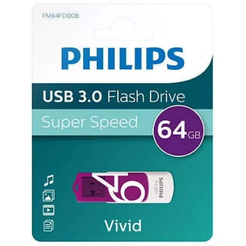 Philips FM64FD00B USB kľúč 64 GB USB Type-A 3.2 Gen 1 (3.1 Gen 1) fialový, biely