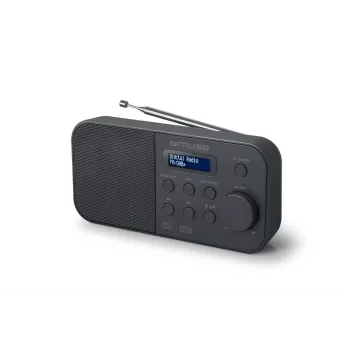 Prenosné rádio muse M-109 DB — DAB+ / FM (87,5–108 MHz), PLL tuner, LCD, batéria/sieť, čierna