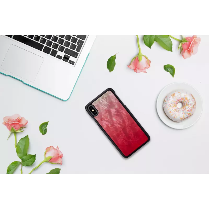 Puzdro na smartphone iKins pre iPhone XS Max – ružové jazero s čiernymi akcentmi