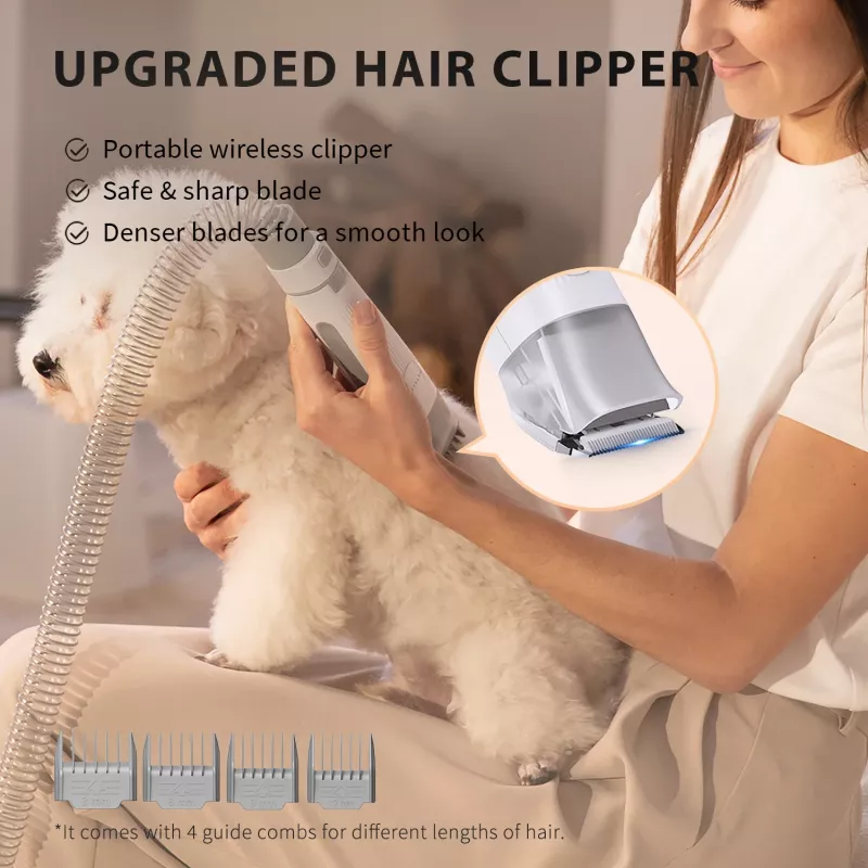 PETKIT AirClipper 5-in-1 LM4 súprava na starostlivosť o srsť zvierat s vysávačom, sivá/biela