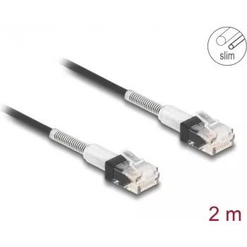 Sieťový kábel DeLOCK RJ45 Cat.6A UTP tenký 2m čierny