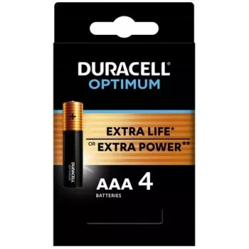 Duracell OPTIMUM AAA alkalické batérie 4-balík – dlhotrvajúca energia pre malé zariadenia