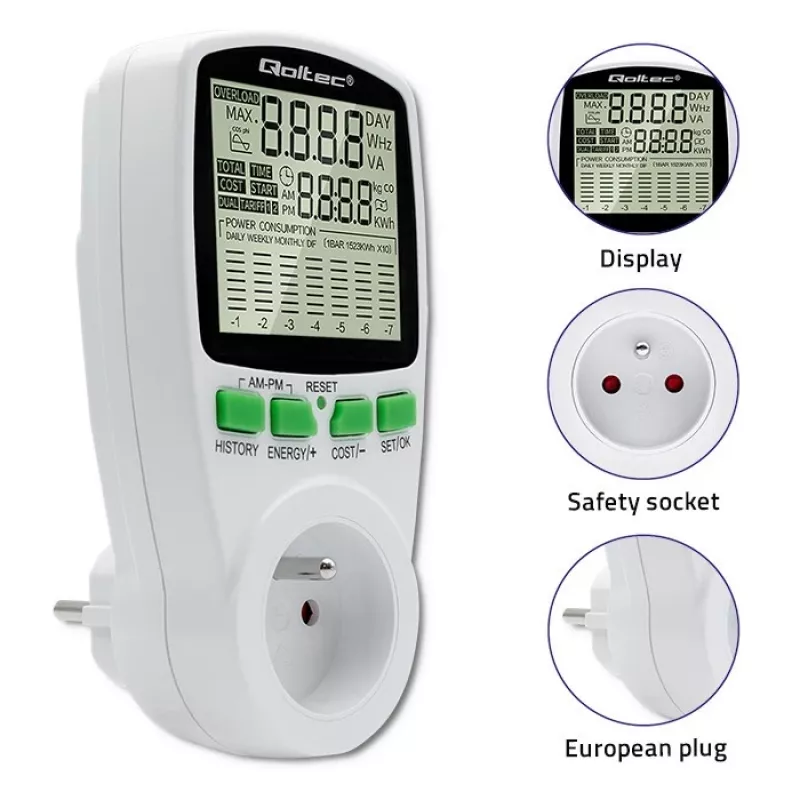 Merač výkonu QOLTEC PM0627 3680W s históriou — QOLTEC PM0627 3680W
