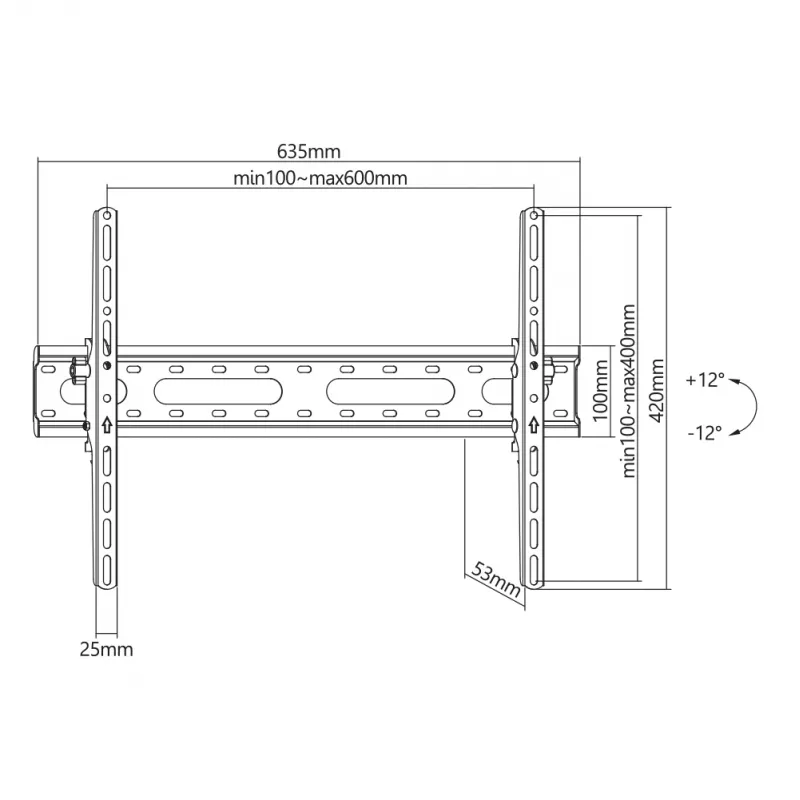 Držiak SBOX PLB-2546T-2 pre 37–80 palcové displeje, 45 kg kapacita, 600×400 mm VESA