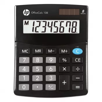 Stolná kalkulačka HP HPKOC108 — čierna, 108 funkcií, kompaktný dizajn