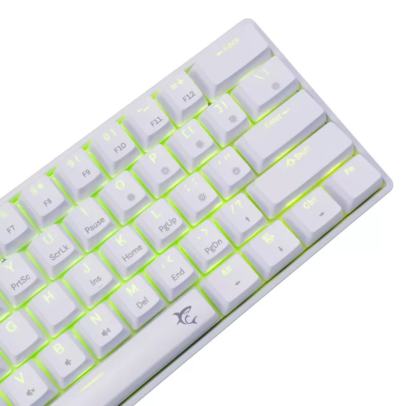 Káblová mechanická klávesnica White Shark Shinobi-2 (GK-004221) — modré spínače, biela, US-layout
