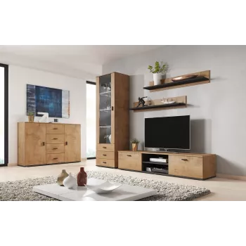 Cama obývacia komoda UNI lefkas dub/čierna
