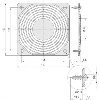 Schroff mriežka ventilátora SNAP-IN typ (60225052)